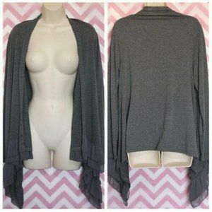 Gray Asymmetrical Ruffle Cardigan Size M